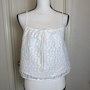 Heather White Relaxed Tie Front Sleeveless Camisole